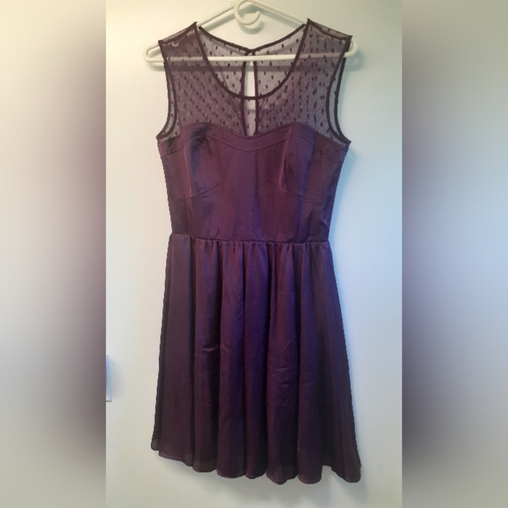 Lovely silky dark purple Guess Los Angeles dress - size 4.